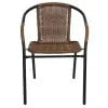 Emma + Oliver Indoor/Outdoor Stacking Rattan Restaurant Patio Chairs, Set of 2, Gray