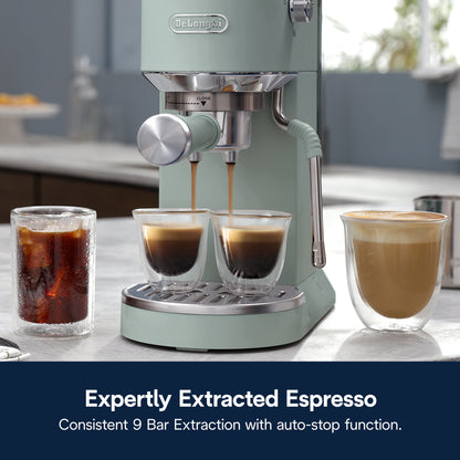 De’Longhi Dedica Duo Espresso Machine, Compact Size with Built in Frother for Latte Art, Brew Espresso, Cold Brew, Lattes & More, Stainless Steel