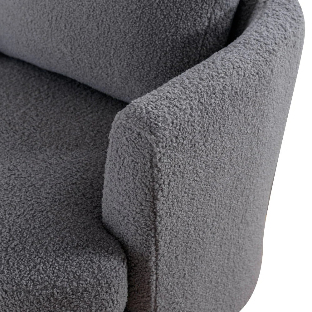 CCBUY 31.9"W Swivel Barrel Chair, Swivel Accent Chair Sherpa Chair with Plump Pillow, Comfy Round Accent Chair for Living Room, Swivel Round Chair with Detachable Cushion, Gray