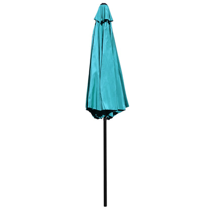Merrick Lane Patio Umbrella with Base - 9' Tan Polyester Patio Umbrella - 30+ UV Protection - Waterproof Black Cement Base with 1.5" Diameter Aluminum Pole