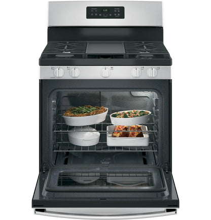 GE? 30" 5.0 cu. ft. Free-Standing Gas Range in Stainless Steel