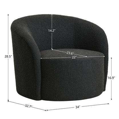 34" W Mid Century Modern Swivel Barrel Chair, Round Upholstered Boucle Swivel Accent Chairs, No Assembly Sofa Chair for Living Room Bedroom Reading Apartment Lounge Nursery(Cream)
