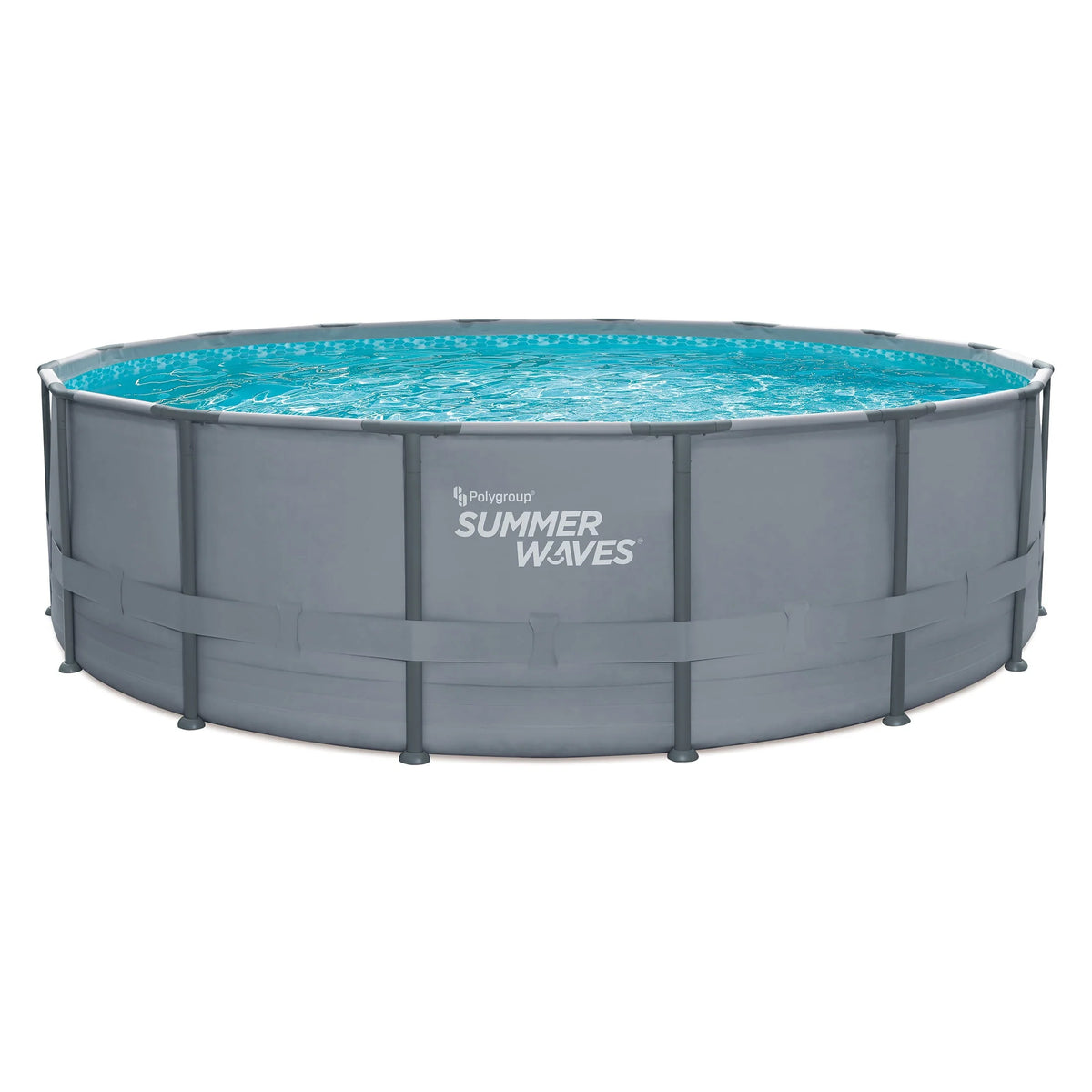 Summer Waves 16 ft Elite Frame Pool, Round, Cool Gray, Ages 6+, Unisex