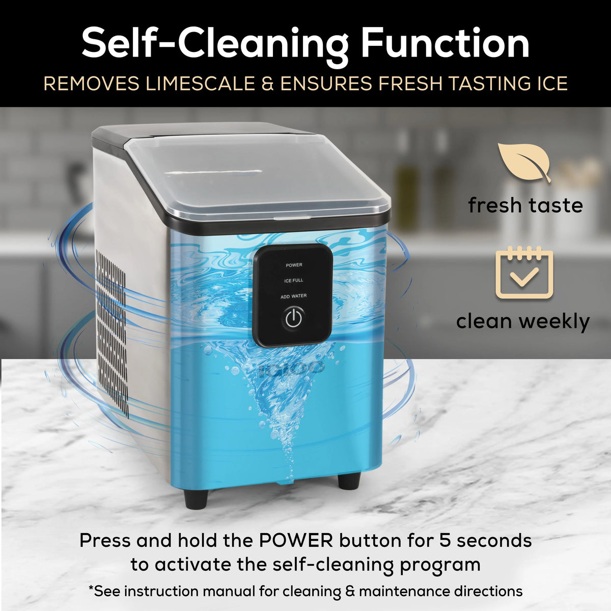 Igloo Self-Cleaning Countertop Ice Maker - Compact and Portable - Creates 26 lbs. Per Day, 8 Pieces Ready Every 7-8 Minutes - Includes Ice Scoop and Basket - Aqua