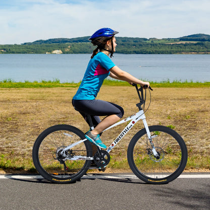 Aukfa 26" Freestyle BMX Bikes,Kids Mountain Bike for Boys Girls,Shimano 7 Speed,Double Disc Brakes,Blue