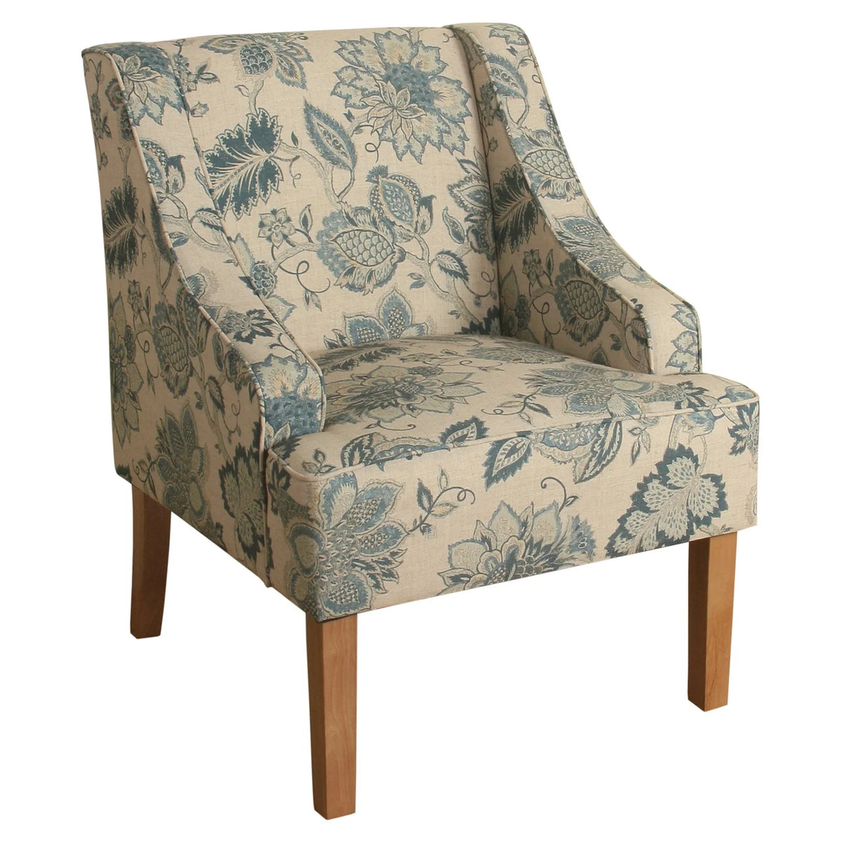 HomePop Classic Swoop Accent Chair - Blue and White Damask