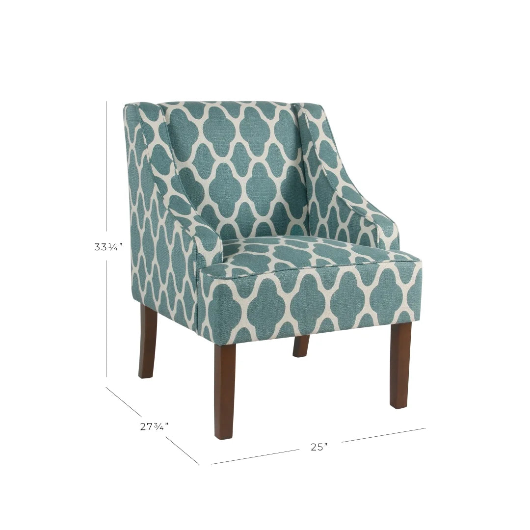 HomePop Classic Swoop Accent Chair - Blue and White Damask
