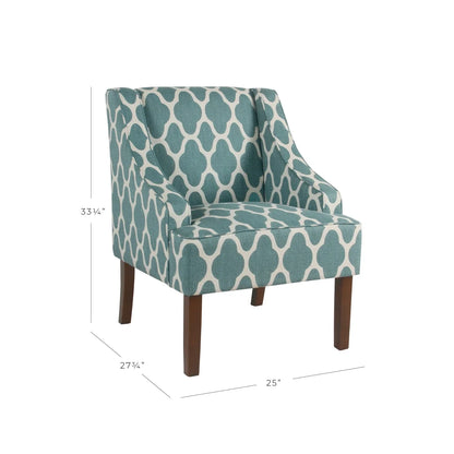 HomePop Classic Swoop Accent Chair - Blue and White Damask