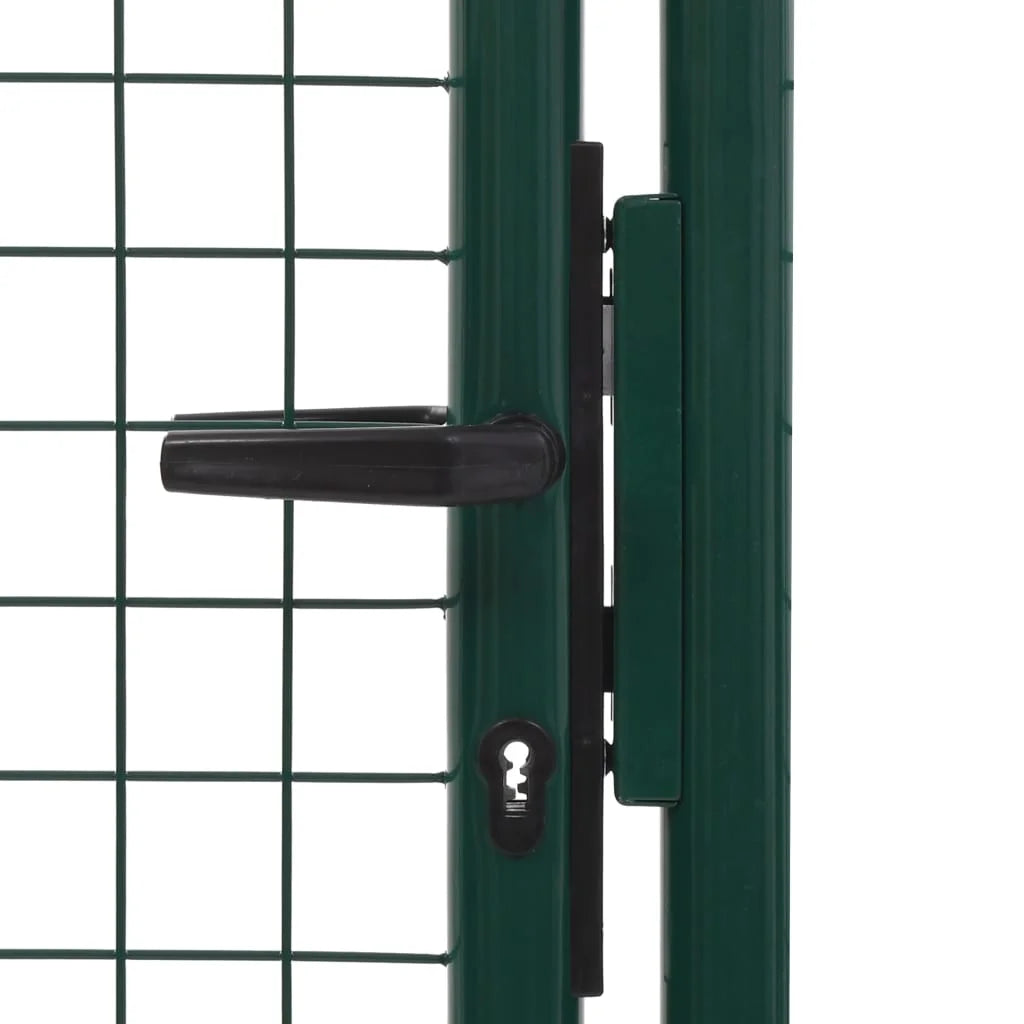 vidaXL Fence Gate Metal Fence Post Garden Gate for Outdoor Patio Steel Green