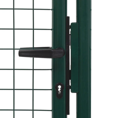 vidaXL Fence Gate Metal Fence Post Garden Gate for Outdoor Patio Steel Green