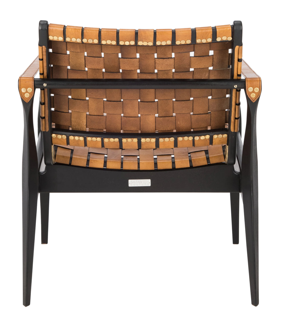 SAFAVIEH Couture Dilan Modern Leather Solid Safari Chair, Brown/Light Brown