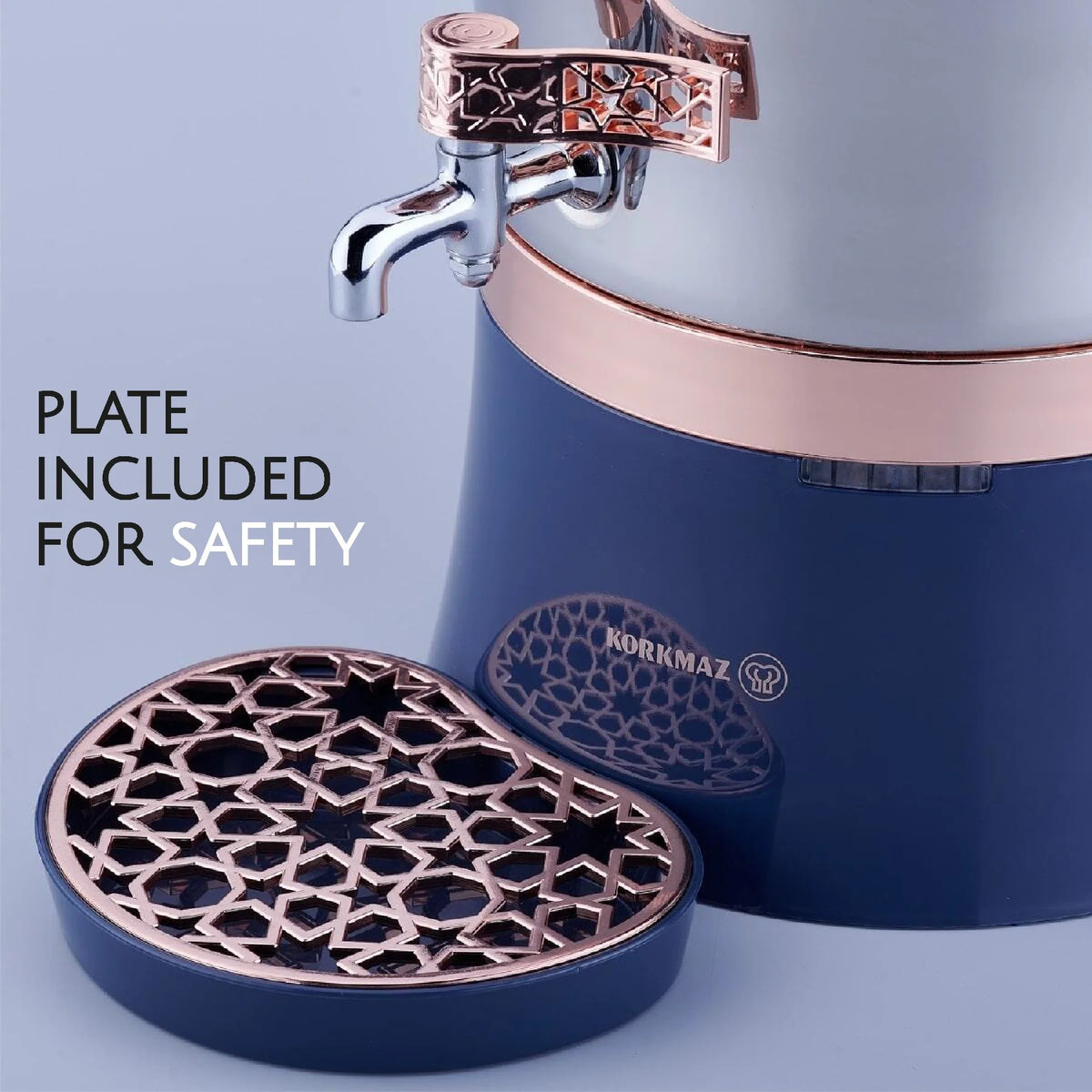 Korkmaz Hanedan Premium Silver 18/10 Cr-Ni Stainless Steel Dishwasher Safe Electric Tea Maker