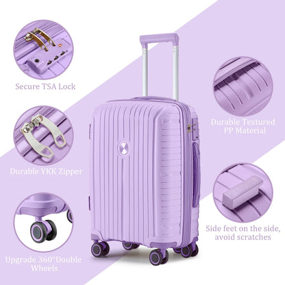 Joyway 5 Piece Luggage Sets Hardshell Lightweight Suitcase with TSA Lock Spinner Wheels-Orange