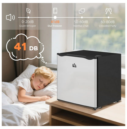 Mini Upright Freezer 1.1 Cu.Ft - Compact Silver Freezer, Removable Shelves, Low Noise, Adjustable Temperature - Ideal for Apartments, Dorms, Offices