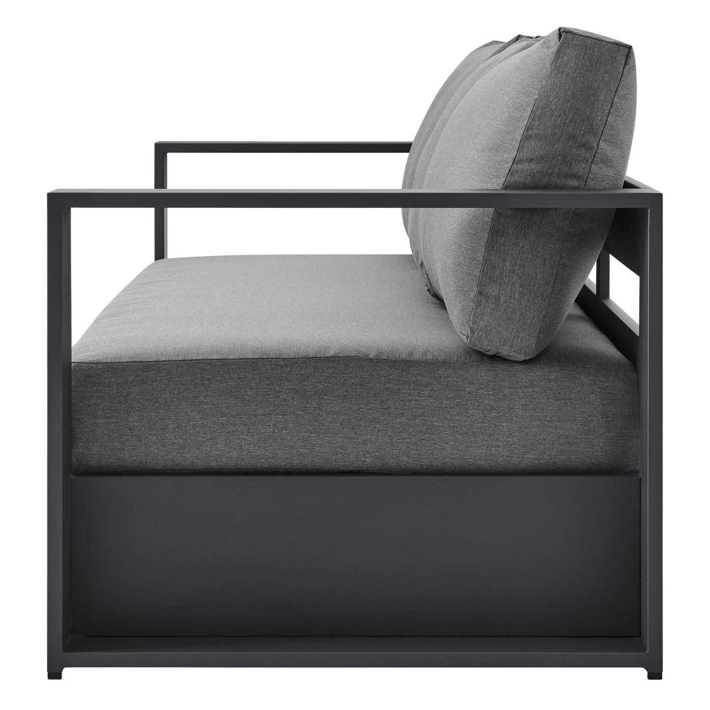 Lounge Sofa Table Set, Grey Gray, Aluminum, Metal, Fabric, Modern Contemporary, Outdoor Patio Balcony Cafe Bistro Garden Furniture Hotel Hospitality