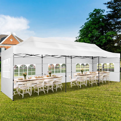COBIZI 10x20 Heavy Duty Pop up Canopy Tent with 6 sidewalls Easy Up Commercial Outdoor Canopy Wedding Party Tent for Beach All Season Wind & Waterproof Gazebo with Roller Bag,Black(Frame Thickened)