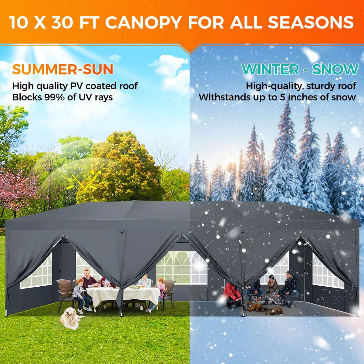 SANOPY 10'x10' EZ Pop Up Canopy Tent Outdoor Party Instant Shelter Portable Folding Beach Canopy with 4 Sandbag & Carrying Bag, Black