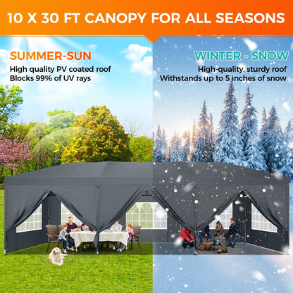 SANOPY 10'x10' EZ Pop Up Canopy Tent Outdoor Party Instant Shelter Portable Folding Beach Canopy with 4 Sandbag & Carrying Bag, Black