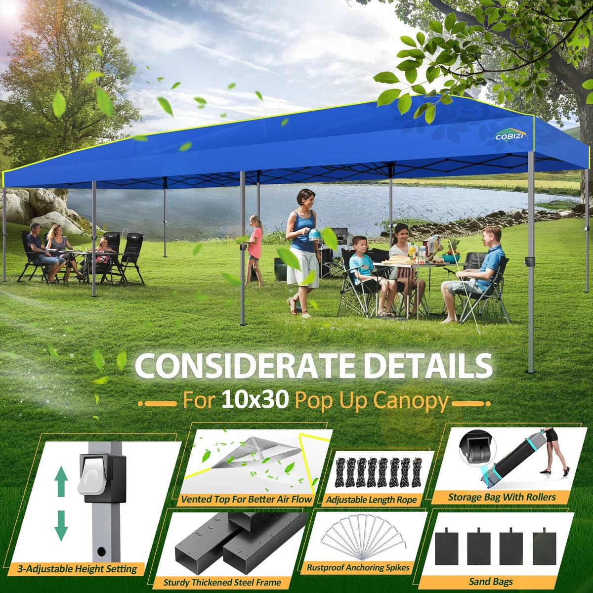 COBIZI 10x10 EZ Pop up Canopy Gazebo with Sidewalls,Pop up Canopy Tent Instant Shelter for Outdoor Party Camping Backyard Beach with Air Vent ,Carry Bag,Stakes,Ropes,Black