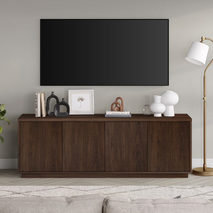 Evelyn&Zoe Hanson Rectangular TV Stand for TV's up to 75", Black Grain