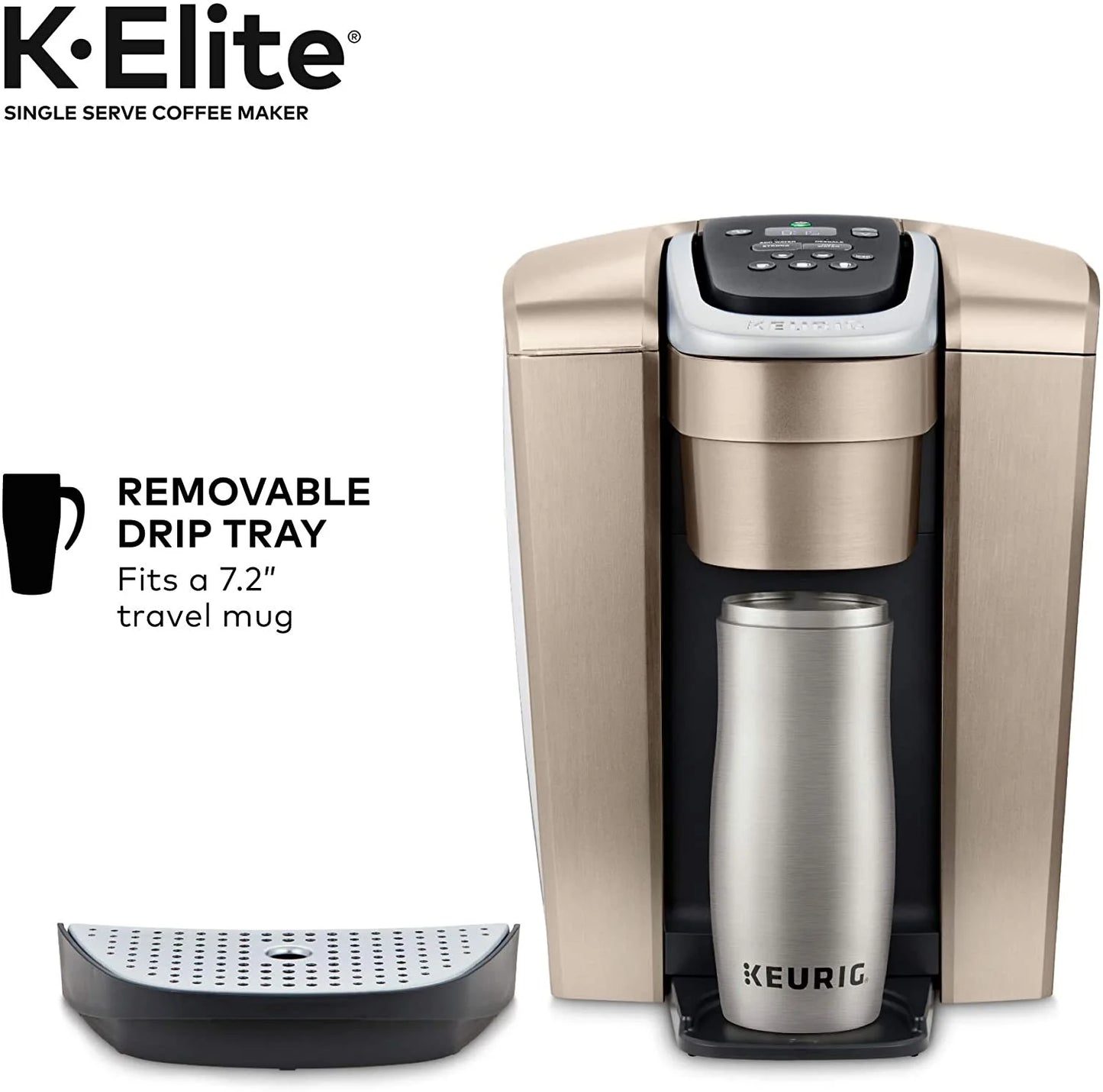Keurig K-Elite Coffee Maker, Single Serve K-Cup Pod Coffee Brewer, With Iced Coffee Capability, Brushed Slate
