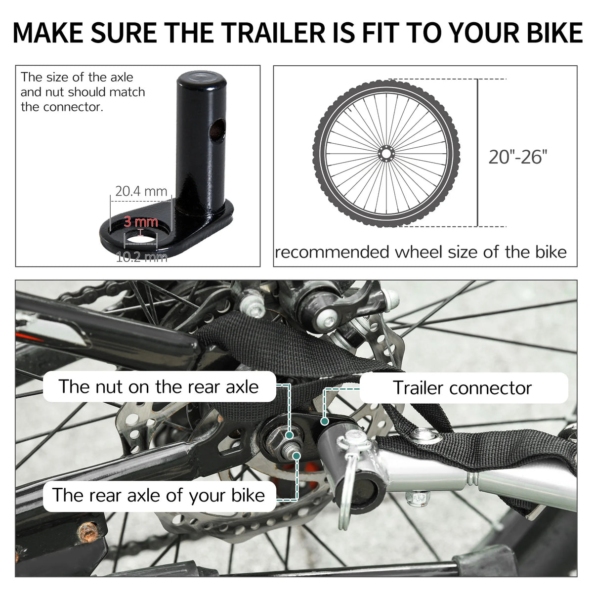 Aosom Bicycle Cargo Trailer, Two-Wheel Bike Luggage Wagon Bicycle Trailer with Removable Cover, Yellow