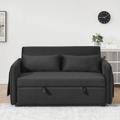 Convertible Sofa Bed,3 in 1 Sleeper Sofa with 2 Pillows and Adjustable Backrest for Living Room Office,Black