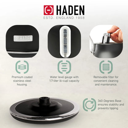 Haden Heritage 1.7 Liter Electric Kettle with 2 Slice Bread Toaster, White
