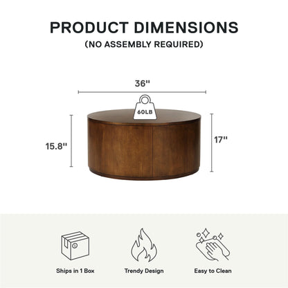 Better Homes & Gardens Miller Drum Coffee Table, Black
