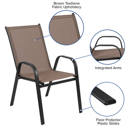 Emma + Oliver 4 Pack Gray Outdoor Stack Chair with Flex Comfort Material - Patio Stack Chair
