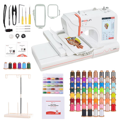 Poolin EOC05 Embroidery Machine 4x9.25" Area, 7" Touch Screen with kit