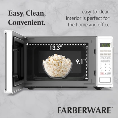 Farberware Countertop Microwave Ov 1100 Watts, 2.2 cu ft - Smart Sensor With LED Lighting and Child Lock - Perfect for Apartments and Dorms - Easy Clean Black Interior, Stainless Steel