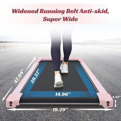 Merax Under Desk Treadmill 2.5HP Portable Walking Pad Desk Treadmill with Walkstation Remote Control, Walking Jogging Running Machine, LED Display for Home Gym Office,Pink
