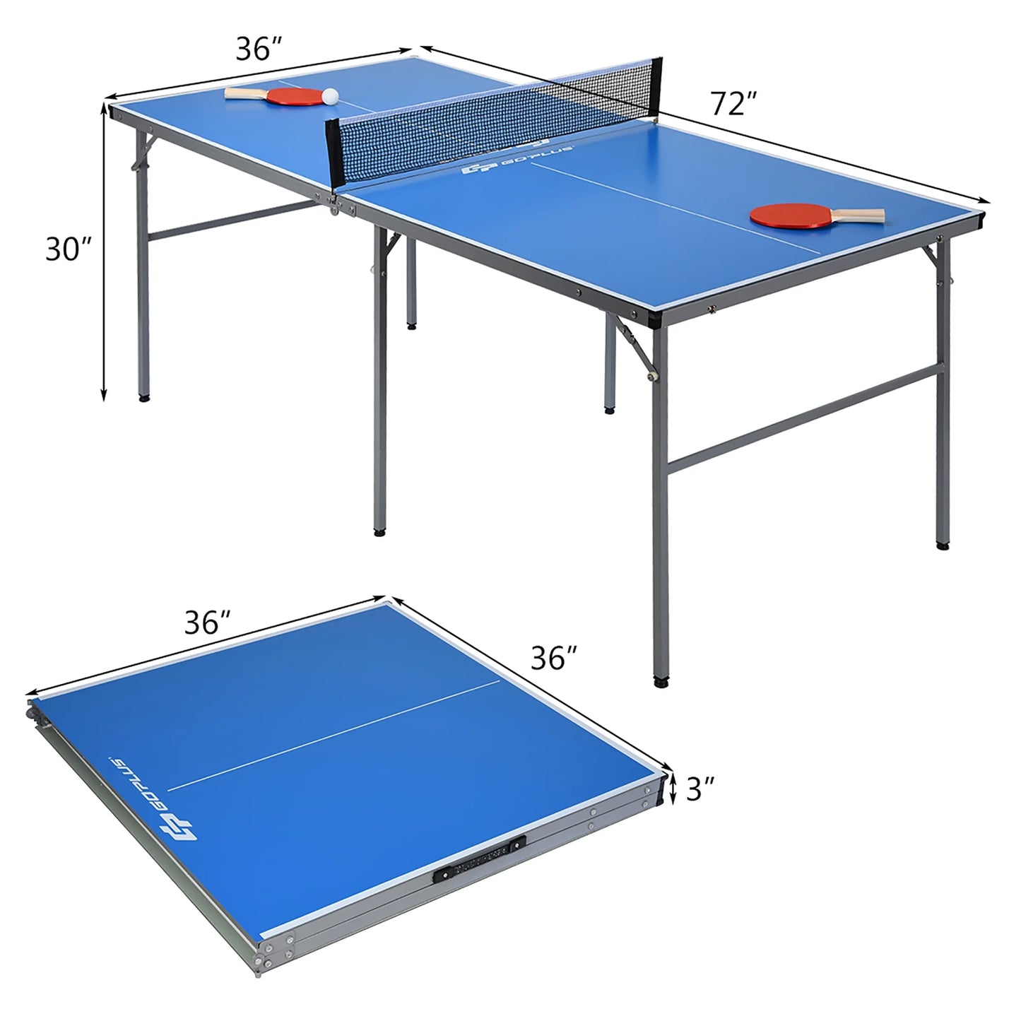 Goplus 6��x3�� Portable Tennis Ping Pong Folding Table w/Accessories Indoor Outdoor Game