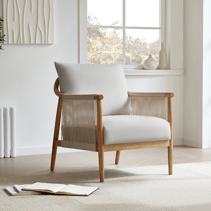 CHITA Modern Accent Chair, Braid Armchair Living Room Chair, Cream