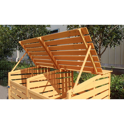 Hanover Outdoor 4.9 ft. x 4 ft. Wooden Trash Bin and Recyclables Storage Shed - HANWS0103-NAT