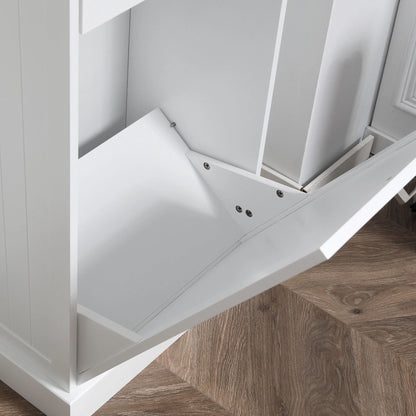 HOMCOM Kitchen Tilt Out Trash Bin Cabinet, Free Standing Recycling Cabinet