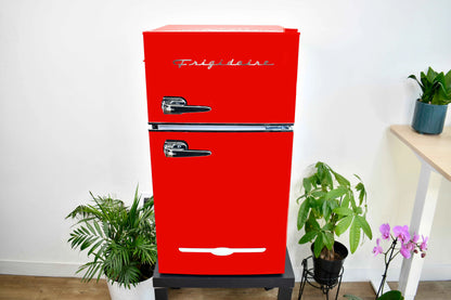 Frigidaire Retro 3.1 Cu ft Two Door Compact Refrigerator with Freezer, Red