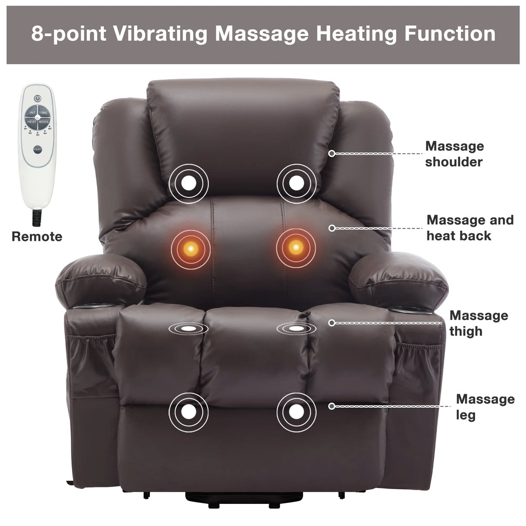 JONPONY Power Lift Recliner Chair Recliners for Elderly with Heat and Massage Recliner Chair for Living Room with Infinite Position and Side Pocket,USB Charge Port,Black