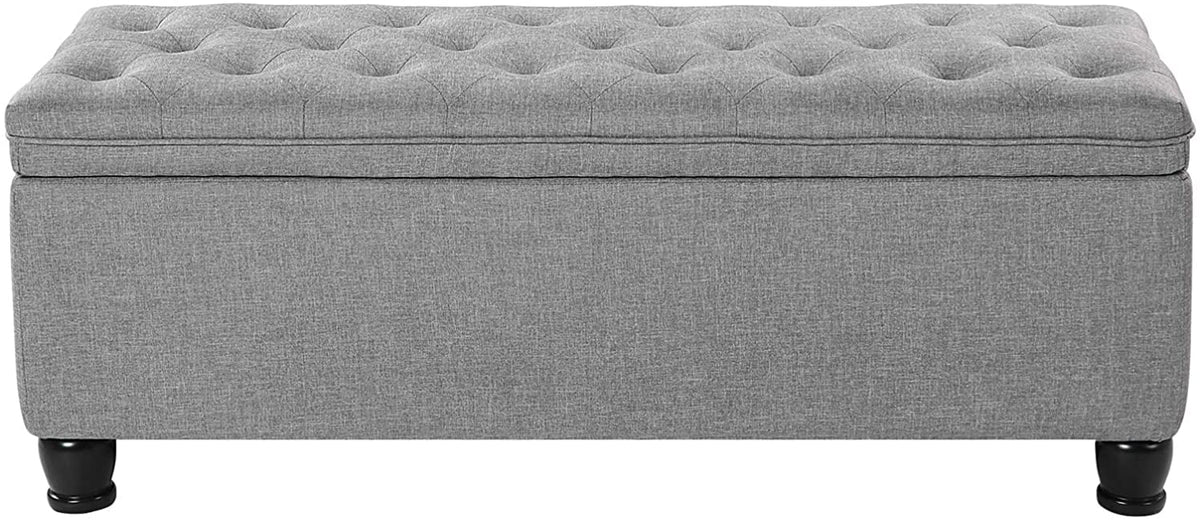 SONGMICS 46.5" Storage Ottoman Bench Storage Bench Bedroom Bench 330lb Load Capacity Solid Wood Legs Light Gray