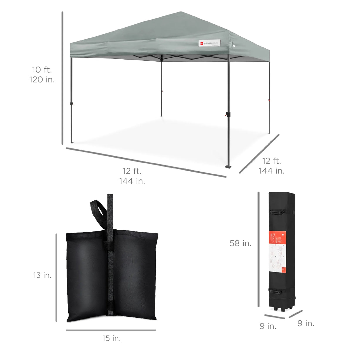 Best Choice Products 12x12ft Easy Setup Pop Up Canopy w/ 1-Button Setup, Wheeled Case, 4 Weight Bags - Navy Blue