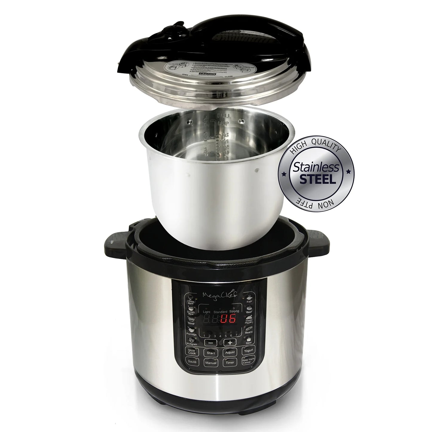 Megachef 8-Quart Digital Pressure Cooker, 15" x 15"