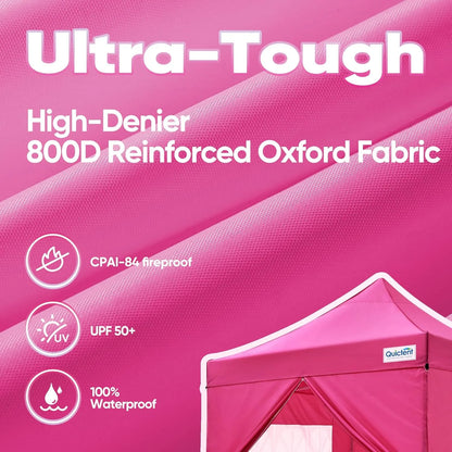 Quictent 10x10 Pop up Canopy TentPortable Instant Shelter with Vent, Ez up Canopy with Reflective Top and Fluorescent Rope