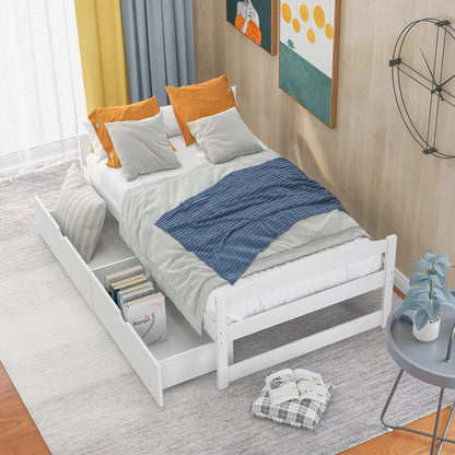 Euroco Twin Size Wooden Daybed with 2 Storage Drawers for Kids Bedroom, Gray