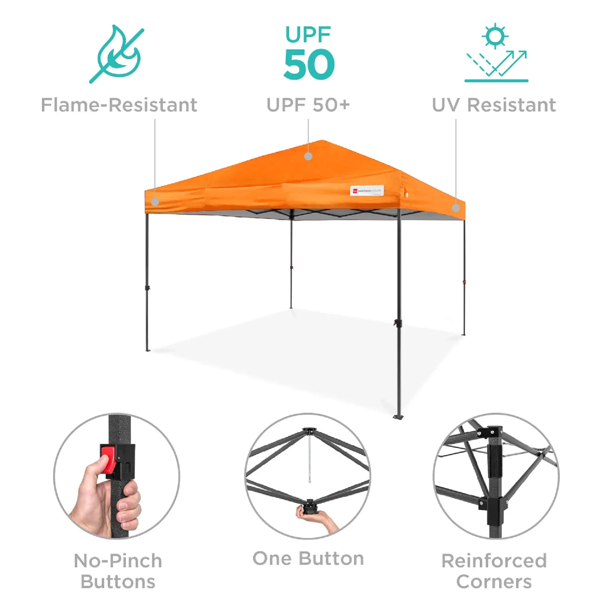 Best Choice Products 12x12ft Easy Setup Pop Up Canopy w/ 1-Button Setup, Wheeled Case, 4 Weight Bags - Navy Blue