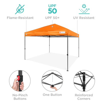 Best Choice Products 12x12ft Easy Setup Pop Up Canopy w/ 1-Button Setup, Wheeled Case, 4 Weight Bags - Navy Blue