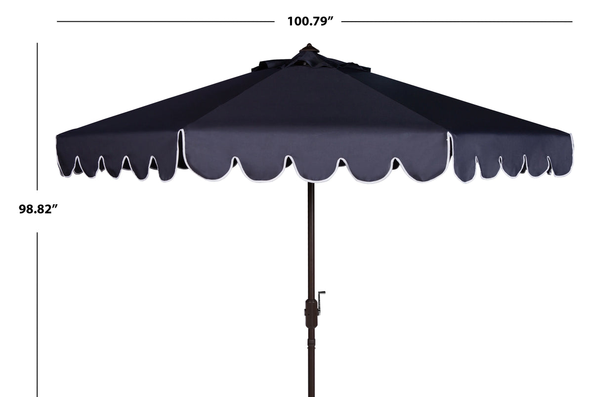 Safavieh Venice 9' Market Crank Tilt Patio Umbrella, Navy/White