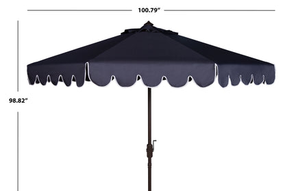 Safavieh Venice 9' Market Crank Tilt Patio Umbrella, Navy/White