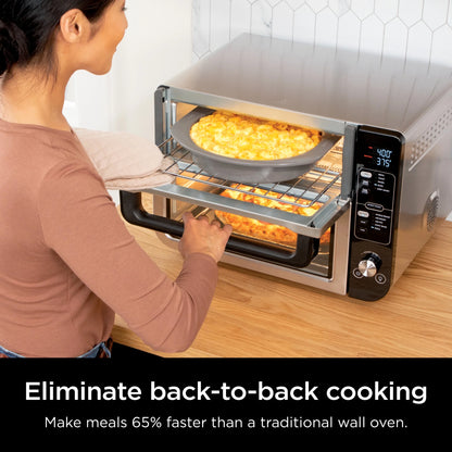 Ninja 10-in-1 Air Fryer, Double Door Toaster Oven with FlexDoor, FlavorSeal & Smart Finish, Rapid Top Convection and Air Fry Bottom, Bake, Toast, Air Fry, Pizza and More, Stainless Steel, DCT400