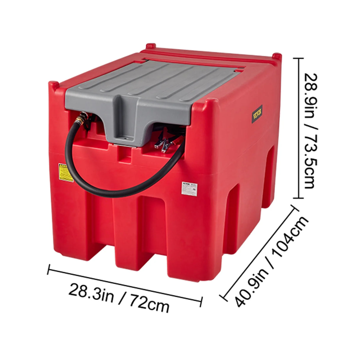 VEVOR Portable Diesel Tank, 116 Gallon Capacity & 10 GPM Flow Rate, Diesel Fuel Tank with 12V Electric Transfer Pump and 13.1ft Rubber Hose, PE Diesel Transfer Tank for Easy Fuel Transportation, Red